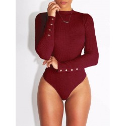 Solid Color Slim High Neck Women's Romper