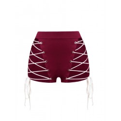 Lace-Up Patchwork Plain Women's Shorts