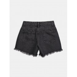 Ripped Embroidery Denim Women's Shorts