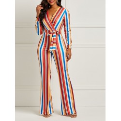 Striped Color Block Tunic Women's Jumpsuits