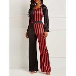 Skinny Stripe Backless Women's Jumpsuit