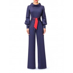 Contrast Color High Waist Full Length Jumpsuits