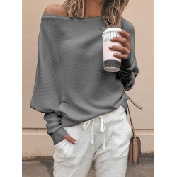 Leisure Pure Color Long Sleeve Knitwear