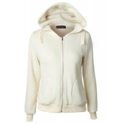 Pure Color Long Sleeve Zipper Women's Hoodie