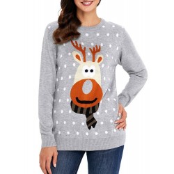 Micro-Elastic Animal Long Sleeve Round Neck Knitwear