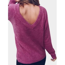Casual Solid Color V Neck Women's Knitwear