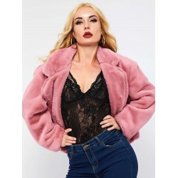 Loose Fluffy One Button Women's Teddy Coat