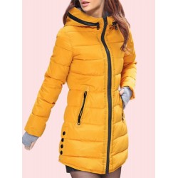 Hooded Zipper Solid Color Cotton Clothes