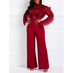 Patchwork Full Length Casual Slim High-Waist Jumpsuits