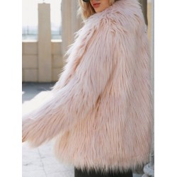 Long Sleeve Faux Fur Women's Cardigan Overcoat