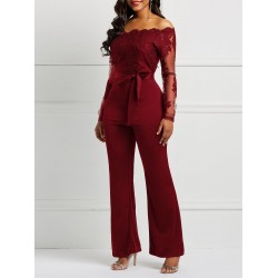 Women's Slash Neck Perspective Jumpsuits