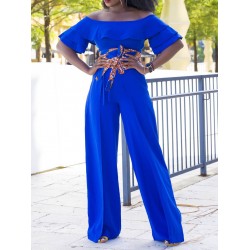 Date Night Full Length Plain Wide Legs High-Waist Jumpsuit