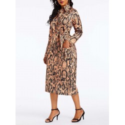 Print Lapel Serpentine Nine Points Sleeve Trench Coat